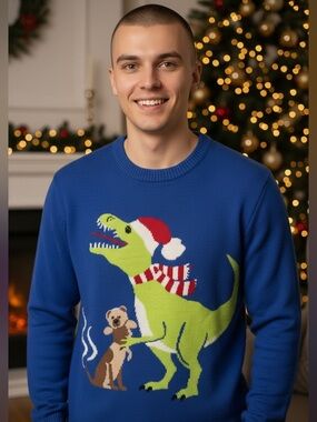 Tipsy Elves Ugly Christmas Dinosaur Sweater